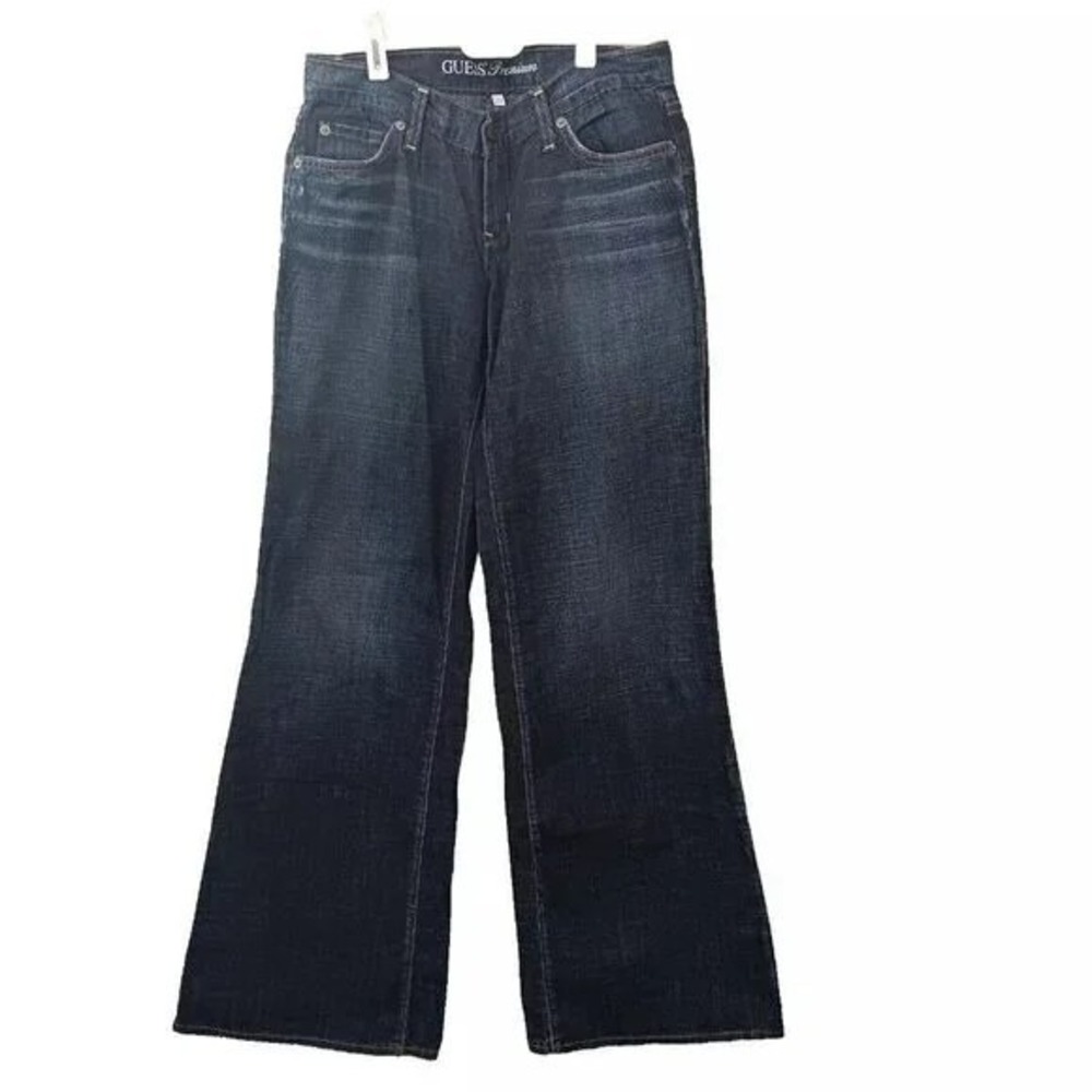 Guess Premium Low Rise Bootcut Jeans 27 Y2K Vintage Dark Wash Stretch Denim‎